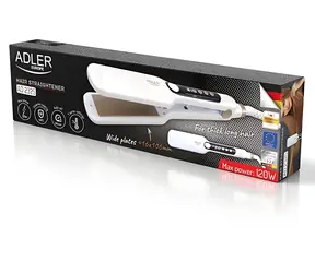 Adler AD 2325 bílá / Žehlička na vlasy / 120 W / 140-220 °C / 7 teplot / LCD