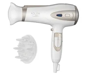 Adler AD 2248WC bílá, champagne / Fén na vlasy / ionizer / 2400 W / 3 teploty / 2 rychlosti / difuzér / koncentrátor
