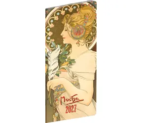 NOTIQUE Kapesní diář Alfons Mucha 2027 plánovací měsíční / 8 × 18 cm