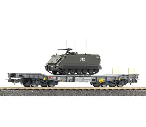 Piko 96280 Plošinový vagón Slmmnps s vozidlem M113 SBB-CFF / Vagón / měřítko H0 (1:87) / epocha V / délka 153 mm