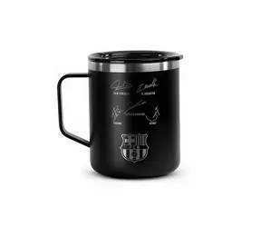Runbott FC Barcelona Black / Termohrnek / 400 ml / nerezová ocel
