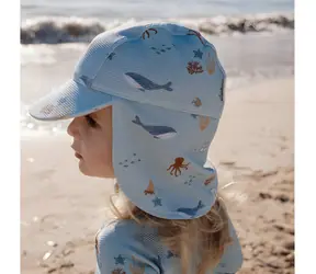 Little Dutch Ocean Friends vel. 2 / Dětská plážová kšiltovka / S ochranou krku / 1–2 roky