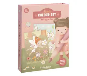 LITTLE DUTCH Omalovánky Rosa Fairy Garden / s pastelkami a samolepkami / od 3 let
