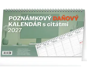 NOTIQUE Stolový kalendár Poznámkový daňový s citátmi 2027 / Stolní kalendář / 25 × 14,5 cm