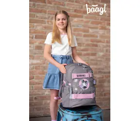 BAAGL Skate Kuromi Grey GRS / Školní batoh / do 900 g / od 3. třídy / 3 komory / 15" notebook