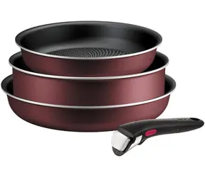 Tefal Ingenio L7249302 vínová černá / Sada nádobí / 4 ks / 2x pánev / hluboká pánev 24 cm / odnímatelná rukojeť
