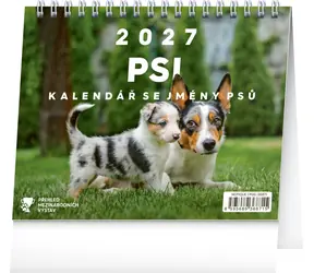 NOTIQUE Psi – se jmény psů 2027 / Stolní kalendář / 16,5 × 13 cm
