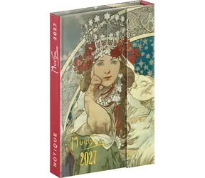 NOTIQUE Alfons Mucha 2027 / Týdenní diář / 11 x 16 cm / česko-slovenský / magnetické uzavírání