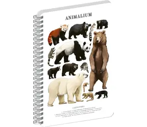NOTIQUE Animalium Medvědovité šelmy / Spirálový blok / A5 / čistý