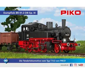Piko 50732 BR 91.3 DB III / Parní lokomotiva / H0 (1:87) / délka 123 mm / rádius 422 mm / zvukový dekodér