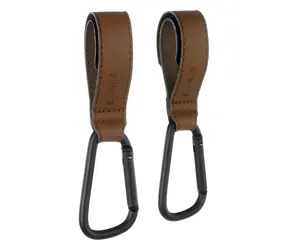 Jané Úchyty na kočárek hnědá / Háčky na kočárek / 2 ks / hliník / nosnost 5 kg