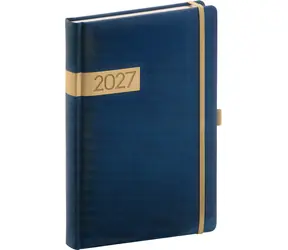 NOTIQUE Denní diář Twill 2027 modro-zlatý / Diář / 15 x 21 cm