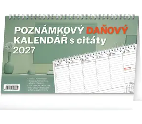 NOTIQUE Poznámkový daňový s citáty 2027 / Stolní kalendář / 25 × 14,5 cm