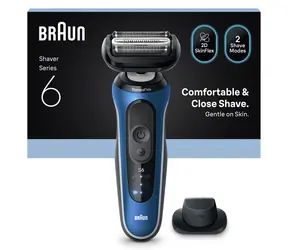 Braun Series 6 62-B1200s modrá / Planžetový holicí strojek / rychlé nabíjení