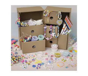 Creativ Company Maxi box se zásuvkami Šperky / Kreativní sada / korálky s písmeny / modelovací hmota / šňůrky