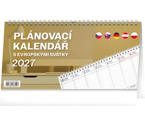 NOTIQUE Stolní kalendář Plánovací s evropskými svátky 2027 / Stolní kalendář / 25 × 12,5 cm