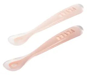 Beaba První lžičky silikonové Cotton Candy / Lžičky / 2 ks / s pouzdrem / BPA free / od 4 měsíců