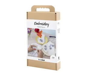 Creativ Company Kreativní sada Vyšívání textilních ubrousků / Vyšívací sada / 4 ubrousky