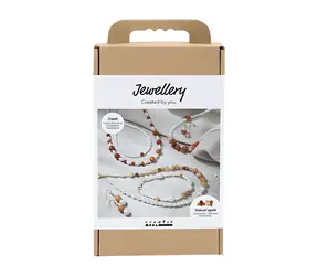 Creativ Company Kreativní sada Šperky s achátem a jantarem / Sada na výrobu šperků / náhrdelník + náramek + náušnice