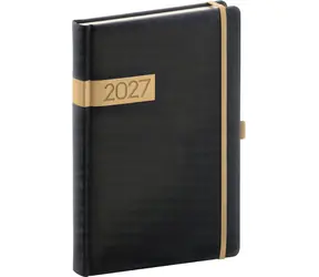 NOTIQUE Denní diář Twill 2027 černo-zlatý / Diář / 15 x 21 cm