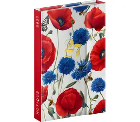 NOTIQUE Poppies 2027 / Týdenní diář v angličtině / 11 × 16 cm / International holidays