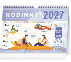 NOTIQUE Týdenní rodinný plánovací kalendář s háčkem 2027 / Kalendář / 30 × 21 cm