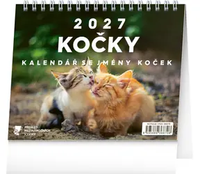 NOTIQUE Kočky – se jmény koček 2027 / Stolní kalendář / 16,5 × 13 cm