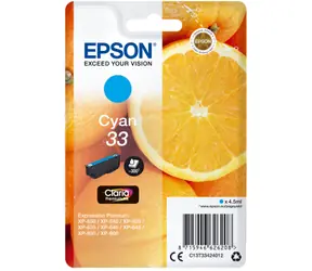 Epson 33 Claria Premium azurová / Originální cartridge / XP-530, XP-630, XP-830, XP-900 / 4,5 ml / 300 stran