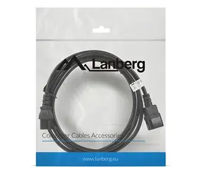 Lanberg CA-C13E-11CC-0030-BK černá / Prodlužovací napájecí kabel / C14-C13 / 3 m