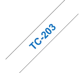 Brother TC-203 / Páska pro tiskárnu štítků / 12 mm / 7,7 m / modrý tisk na bílém podkladu / laminovaná