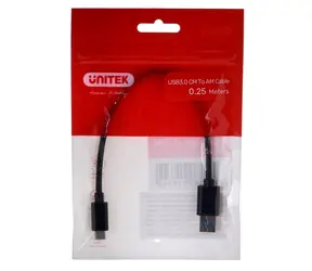 Unitek Y-C490BK černá / Kabel USB-C - USB-A / USB 3.1 Gen 1 / 0,25 m
