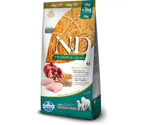 Farmina N&D Ancestral Grain Adult Chicken 15 kg / Granule pro dospělé psy / střední a velká plemena