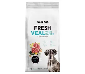 JOHN DOG Fresh Junior 12 kg / Granule pro psy / Bezobilné / Telecí / Střední a velká plemena