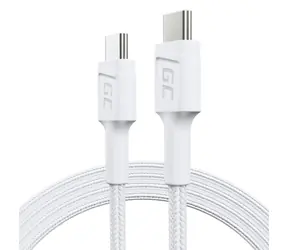 Green Cell GC PowerStream KABGC30W bílá / Kabel USB-C na USB-C / USB 3.2 Gen 1 / 1.2 m / 60 W PD