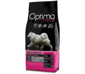 Optimanova Puppy Sensitive Salmon & Potato / Granule pro štěňata / bezobilné / citlivé trávení / 2 kg