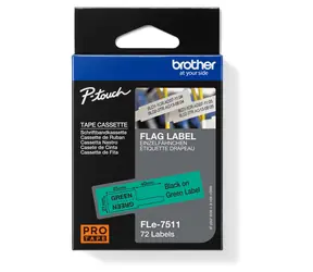 Brother FLe-7511 černá na zelené / Kazeta se štítky pro označení kabelů / 21 mm / 72 štítků