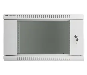 Lanberg WF01-6406-10S šedý / Nástěnný rozvaděč 19" / 6U / 600×450 mm / prosklené dveře / flat pack