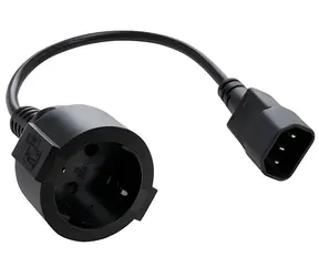 C-TECH napájecí adaptér C14 (M) černá / Schuko (F) / 15 cm