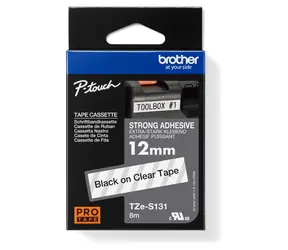 Brother TZe-S131 průsvitná-černá / Páska do tiskárny štítků / 12 mm / 8 m / laminovaná / silně lepící