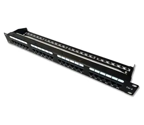 DATACOM Patch panel 19" UTP 24 port CAT6 DUAL 1U černý / RJ-45 / 250 MHz / vyvazovací lišta