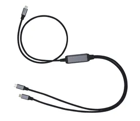 C-TECH USB-C Power Splitter černá / Rozdvojka napájení / PD 100W / 0,7 m + 2× 0,5 m