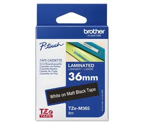 Brother TZe-M365 / Laminovaná páska / bílý tisk na matném černém podkladu / 36 mm / 8 m