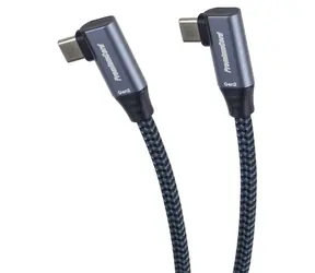 PremiumCord USB-C 2x zahnutý kabel šedá