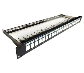 DATACOM Patch panel 24p. CAT6A černý / 1U / STP / 19" / beznástrojový / vyvazovací lišta