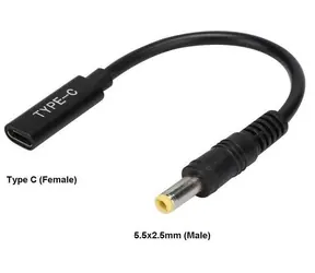 CoreParts USB-C na 5,5 x 2,5 mm černá / Napájecí adaptér pro notebooky / Výstup 2,5 A