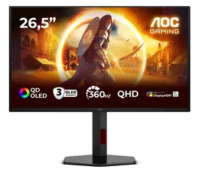 26,5" AOC Agon Q27G4SDR černá / Herní monitor / QD-OLED / QHD 2560×1440 / 360 Hz / 0,03 ms / HDMI 2.1 + DP 1.4