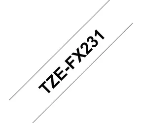 Brother TZE-FX231 bílá/černá / Kazeta s páskou / Laminovaná / Flexibilní / 12 mm / 8 m