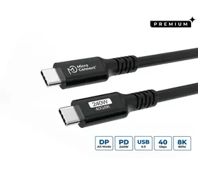 MicroConnect USB-C - USB-C 1m černá / USB-C kabel / 1 m