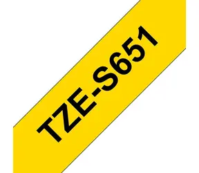 Brother TZe-S651 žlutá / Páska pro tiskárnu štítků / silně lepící / laminovaná / černý tisk / 24 mm / 8 m