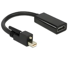 DeLock mini DisplayPort 1.2 (M) se šroubky - HDMI (F) černá / Adaptér / aktivní / 4K